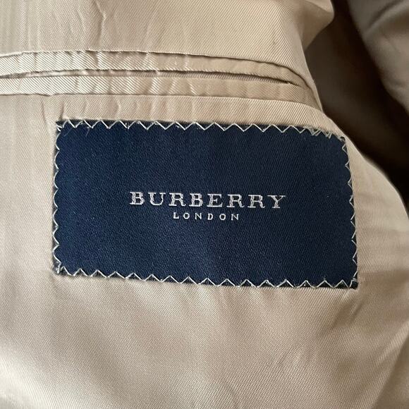 Burberry London Blazer Mens 46L Tan Wool 2 Button Sports Coat Jacket Preppy - Picture 11 of 13